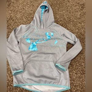 Gray and Blue Graphic Hoodie